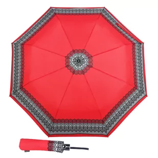 Parasol damski składany Doppler Fiber Classic Red Lace, wiatroodporny - Parasole - miniaturka - grafika 1