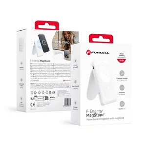 Forcell Powerbank F-Energy MagStand F10K2 10 000mAh, 20W do MagSafe, biały - Powerbanki - miniaturka - grafika 1