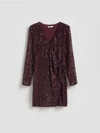 Sukienki - Reserved - Cekinowa sukienka mini - mahoniowy - miniaturka - grafika 1