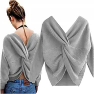 Swetry damskie - CIEPŁY KOBIECY SWETER DAMSKI GRUBE PONCZO MODNA NARZUTKA BOLERKO - miniaturka - grafika 1