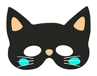 Moda i Uroda OUTLET - Folat 67990 Halloween maska kot - kot maska na karnawał Halloween święta i imprezy karnawałowe, maska na twarz czarny kot - miniaturka - grafika 1