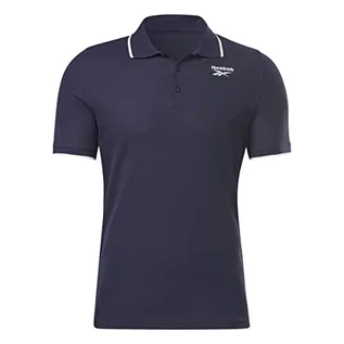 Koszulki męskie - Reebok Męska koszulka polo z logo 'Identity' z lewej klatki piersiowej, niebieska, 2XL, NIEBIESKI, XL - grafika 1