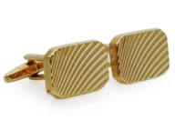 Spinki do mankietów i krawatów - Złote prostokątne spinki do mankietów A327 - miniaturka - grafika 1