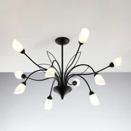 Lampy sufitowe - Jupiter Lampa sufitowa Gloriosa, szklana, czarna, 10-punktowa - miniaturka - grafika 1
