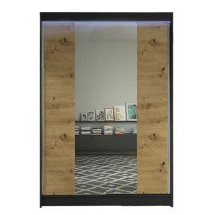 Szafa z drzwiami przesuwnymi Lino II z oświetleniem RGB, Czarny / Dąb Artisan - Szafy Szafa z drzwiami przesuwnymi Lino II z oświetleniem RGB, Czarny / Dąb Artisan - Szafy - miniaturka - grafika 1