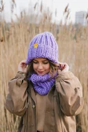 Czapki damskie - Wełniana czapka zimowa peruvian WOOLY fiolet - miniaturka - grafika 1