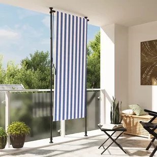 vidaXL Roleta zewnętrzna, niebiesko-biała, 120x270 cm, tkanina i stal - Markizy - miniaturka - grafika 1