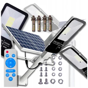 MOCNA LAMPA SOLARNA ULICZNA LED 2000W LATARNIA CZUJNIK ZMIERZCHU + PILOT - Lampy ogrodowe - miniaturka - grafika 1