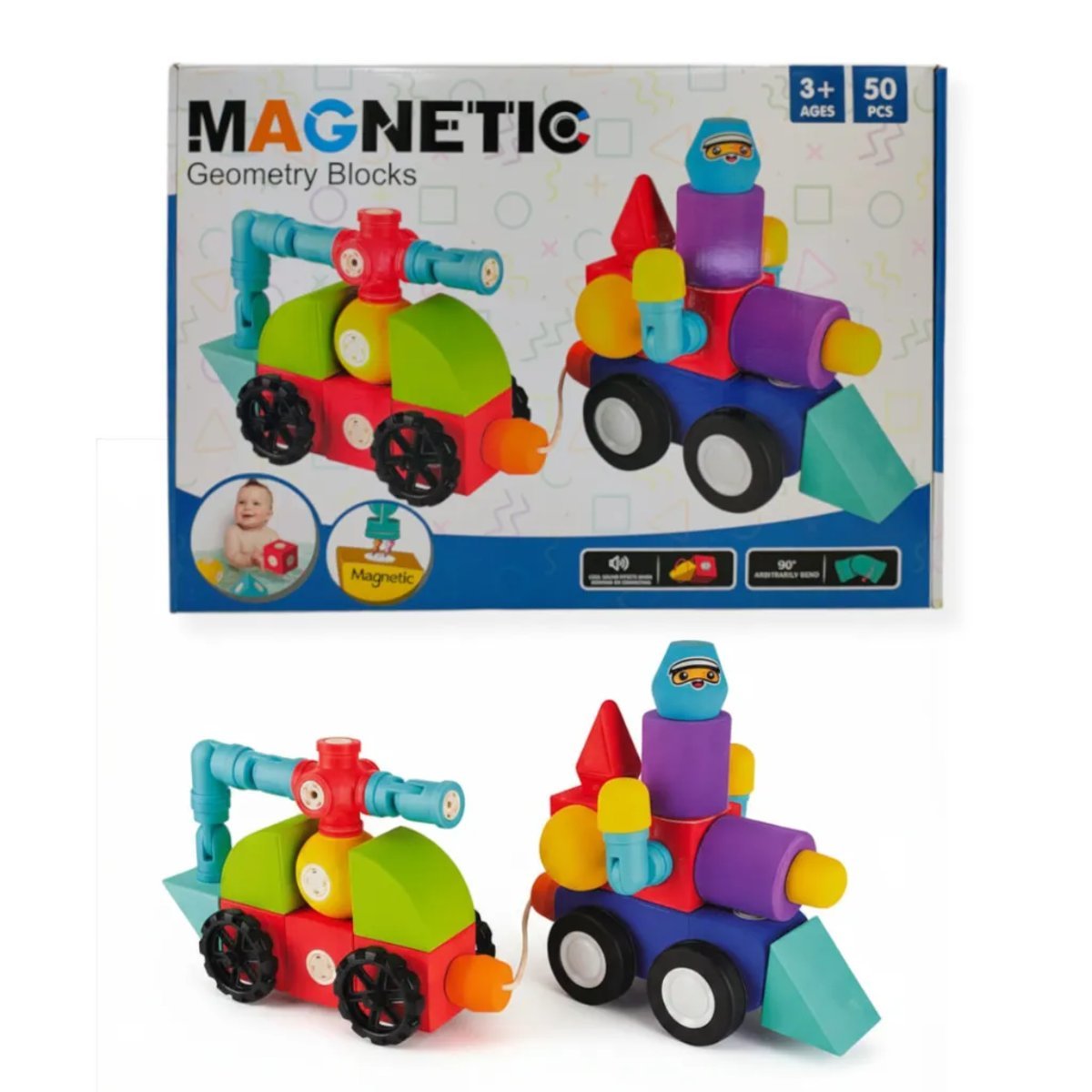 Klocki magnetyczne piankowe EVA 50 el. – 3+