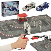 Zabawki konstrukcyjne - Tor samochodowy wyścigowy policyjny elektryczny + 2 auta klocki konstrukcyjne GD-02 - miniaturka - grafika 1
