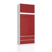 Szafy - Szafa AKORD S90 z nadstawką Biała 90 cm - 2 drzwi, 2 szuflady, fronty kolor Czerwony Połysk, 6 półek - 90x51x234 cm - miniaturka - grafika 1