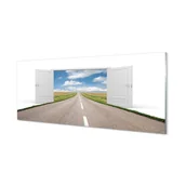 Tablice i flipcharty - Szklany panel do kuchni Pole droga drzwi 3d 125x50 cm - miniaturka - grafika 1