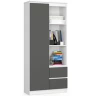 Regały biurowe - Regał biurowy R 80 cm CLP R11 - biały-grafit szary - miniaturka - grafika 1