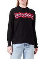 Swetry damskie - Love Moschino Damski sweter o regularnym kroju z długim rękawem z prążkowanym logo, czarny, 40 - miniaturka - grafika 1