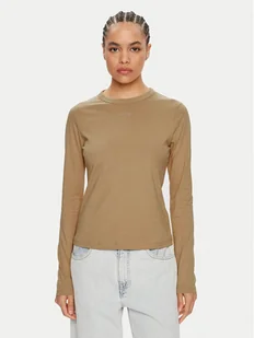 Calvin Klein Bluzka Nano Logo K20K207572 Beżowy Regular Fit - Bluzki damskie - miniaturka - grafika 1