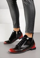 Botki damskie - Czarno-Czerwone Botki Trzewiki Lakierowane Vices Jovilie - miniaturka - grafika 1