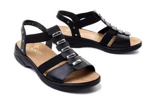 RIEKER 64580-00 black, sandały damskie - Rieker - Półbuty damskie - miniaturka - grafika 1