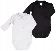 Body dla niemowląt - Body KOŁNIERZYK Polo 2PAK Biały Czarny r 80 KLEKLE - miniaturka - grafika 1