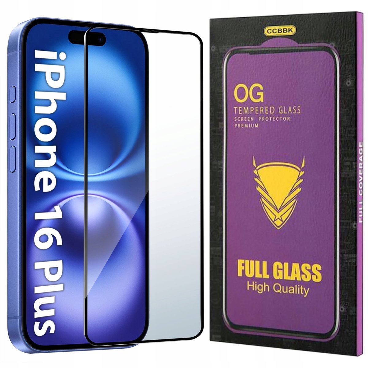 Szkło HARTOWANE 5D do iPhone 16 Plus OG PREMIUM CAŁY EKRAN PEŁNE