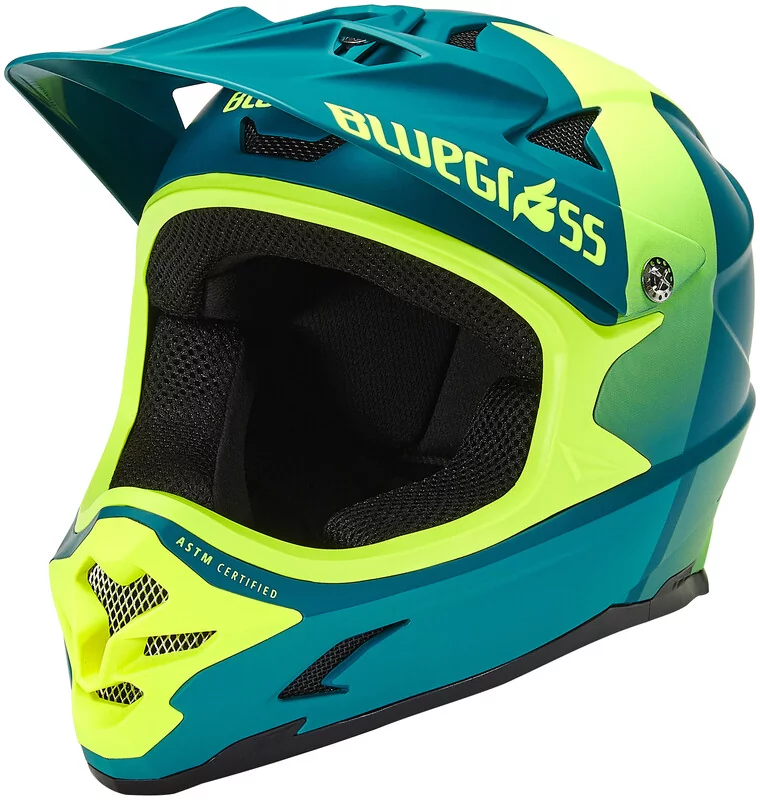 Bluegrass Intox Kask rowerowy, petrol blue/fluo yellow matte M | 56-58cm 2021 Kaski Fullface i Downhill 57100228
