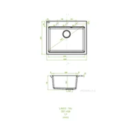 Zlewozmywaki - Laveo Tau Zlewozmywak granitowy jednokomorowy 50x60 cm czarny SBT_7106 - miniaturka - grafika 1