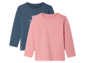 Bluzki dla dziewczynek - lupilu® Bluzki termiczne dziecięce z bawełną, 2 sztuki (Różowy/ niebieski, 86/92) - miniaturka - grafika 1