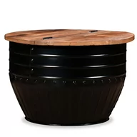 Ławy i stoliki kawowe - vidaXL Stolik kawowy z drewna odzyskanego, kształt beczki, czarny - miniaturka - grafika 1