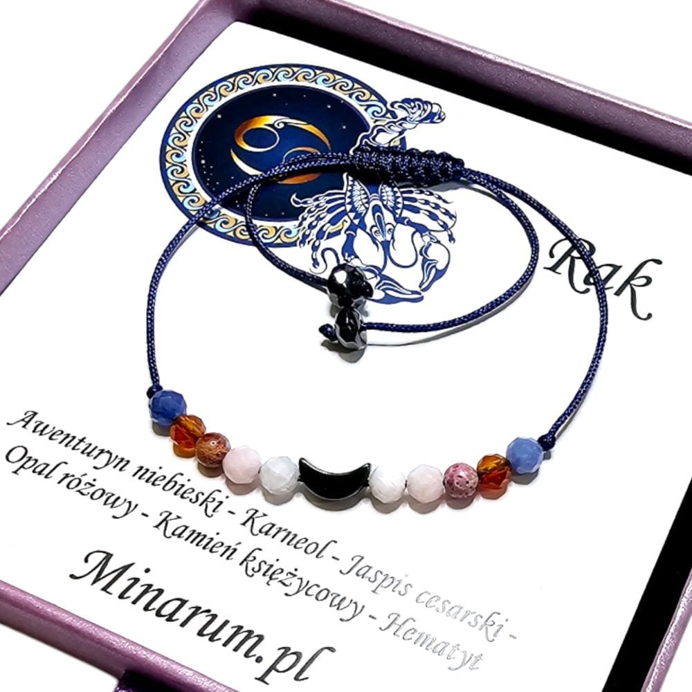 Bransoletka znak zodiaku Rak Opal Karnerol Kamień Księżycowy bransoletka z kamieni naturalnych