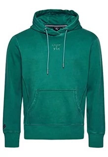 Bluzy męskie - Superdry Code Cl Garment Dye Loose Hood Męska bluza z kapturem, Dark Green, XL - grafika 1