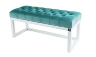 Ławki do przedpokoju - Ławka na buty LPP-2 140cm EMRAWOOD drewno lite kolor biały siedzisko pikowane kolor miętowy - miniaturka - grafika 1