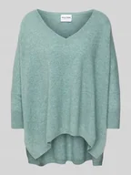 Swetry damskie - Sweter z dzianiny o kroju oversized z rękawem o dł. 3/4 model ‘MINIE’ - miniaturka - grafika 1