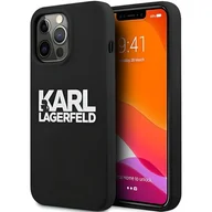 Etui i futerały do telefonów - Karl Lagerfeld Silicone Stack Logo - Etui iPhone 13 Pro (czarny) KLHCP13LSLKLRBK - miniaturka - grafika 1