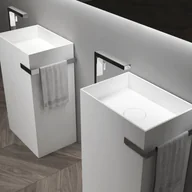 Postumenty i półpostumenty do umywalek - Bernstein Umywalka stojąca TWZ312 odlew mineralny - biały mat - wieszak na ręcznik - miniaturka - grafika 1