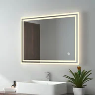 Lustra - EMKE Lustro łazienkowe LED 80x60cm lustro łazienkowe z oświetleniem 3 barwy światła 3000-6400K zimne białe neutralne ciepłe białe światło lustro łazienkowe z włącznikiem dotykowym + przeciwmgielne IP44 energooszczędne - miniaturka - grafika 1