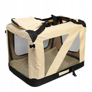 Transporter Beżowy Składany Duży Torba Podróżna dla Psa 82x58x58cm L - Torby podróżne - miniaturka - grafika 1