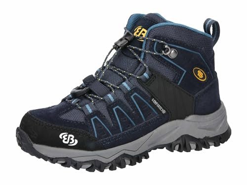 Brütting Mount Pinos High Kids buty trekkingowe, granatowe/petrolowe/żółte, rozmiar 33 EU, Marine Petrol żółty, 33 EU