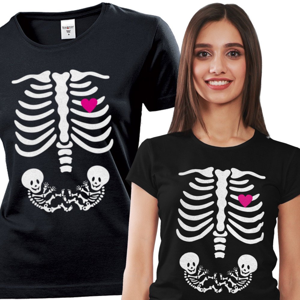 Koszulka damska Szkielet Serce Ciąża Bliźnięta Bliźniaki XXL