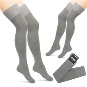 Skarpetki damskie - Sokko Zakolanówki Damskie Wysokie Długie Gładkie - Zak-Gl-Sza-36-41 - miniaturka - grafika 1