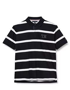 Tommy Hilfiger Męska blokujący pasek regularna koszulka polo, niebieska, XS - Paski - miniaturka - grafika 1