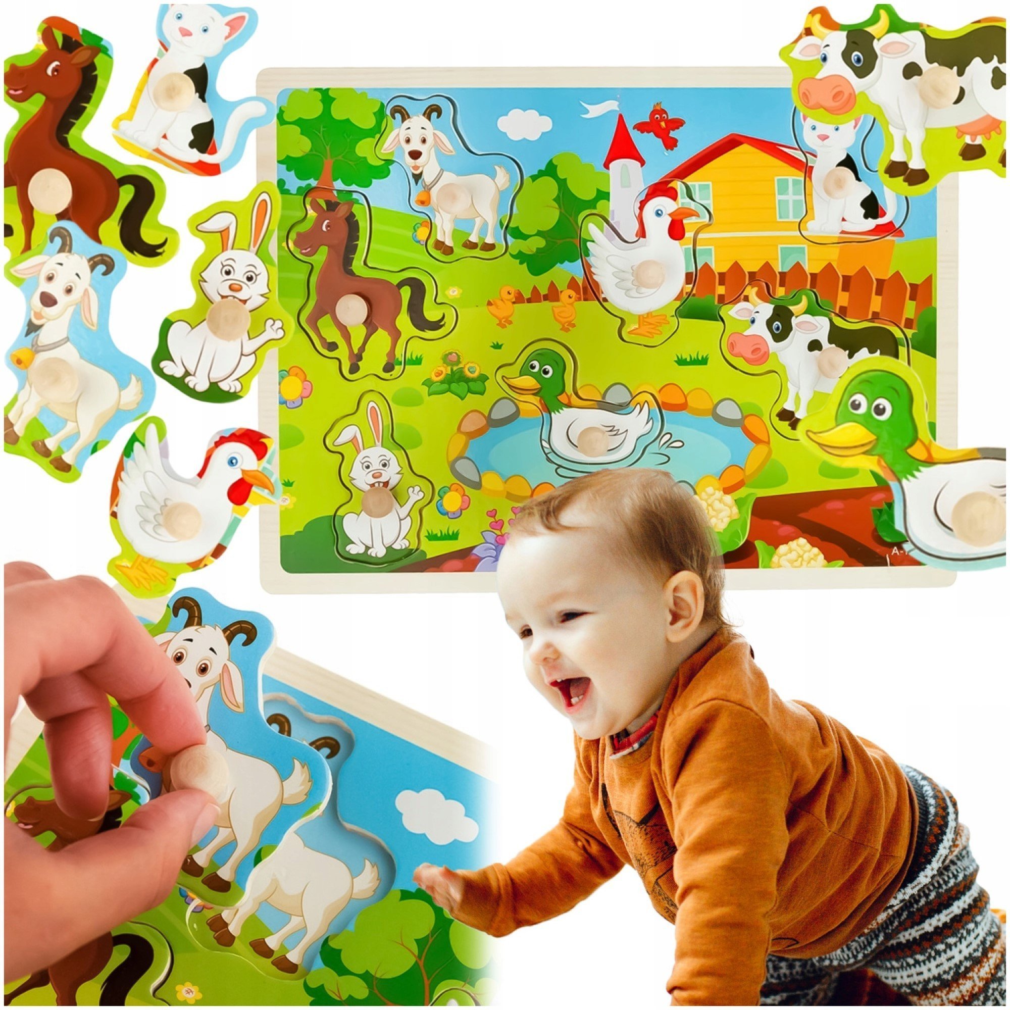 TG67287 KLOCKI EDUKACYJNE PUZZLE FARMA UKŁADANKA DLA MALUCHA ZWIERZĄTKA