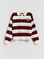 Swetry dla dziewczynek - Reserved - Sweter polo w paski - wielobarwny - miniaturka - grafika 1