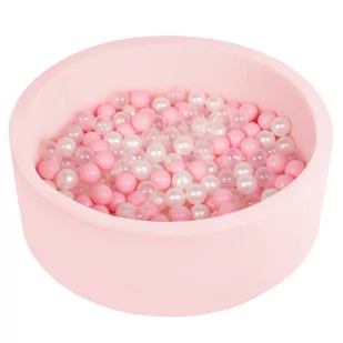 Selonis Suchy basen okrągły z piłeczkami 6cm różowy: pudrowy róż-perła-transparent 90x30cm/200piłek Zabawka basen piankowy - Zabawki do kąpieli - miniaturka - grafika 1