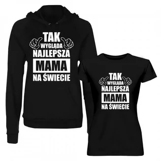 Bluzy damskie - Komplet dla mamy - Tak wygląda najlepsza mama na świecie - bluza + koszulka z nadrukiem 8955 - grafika 1