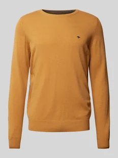 Sweter z dzianiny z wyhaftowanym logo - Swetry męskie - miniaturka - grafika 1
