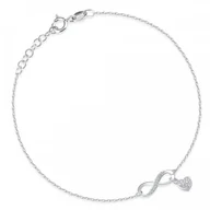 Bransoletki - Srebrna Bransoletka 925 Nieskończoność Kryształki Grawer - miniaturka - grafika 1