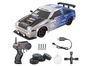 DUŻY Samochód Do Driftu Auto RC Drift 1:16 2,4 GHz PARA DYM Srebrna Toyota 4WD LED - Zabawki zdalnie sterowane - miniaturka - grafika 1