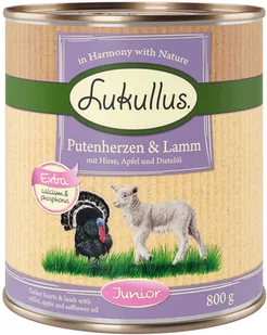 Lukullus Junior, serca indycze z jagnięciną - 6 x 800 g - Mokra karma dla psów - miniaturka - grafika 1