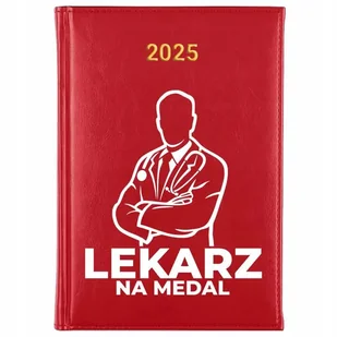 Kalendarz Czerwony A5 2025 LEKARZ NA MEDAL Terminarz Planer Notes Wzory - Planery - miniaturka - grafika 1