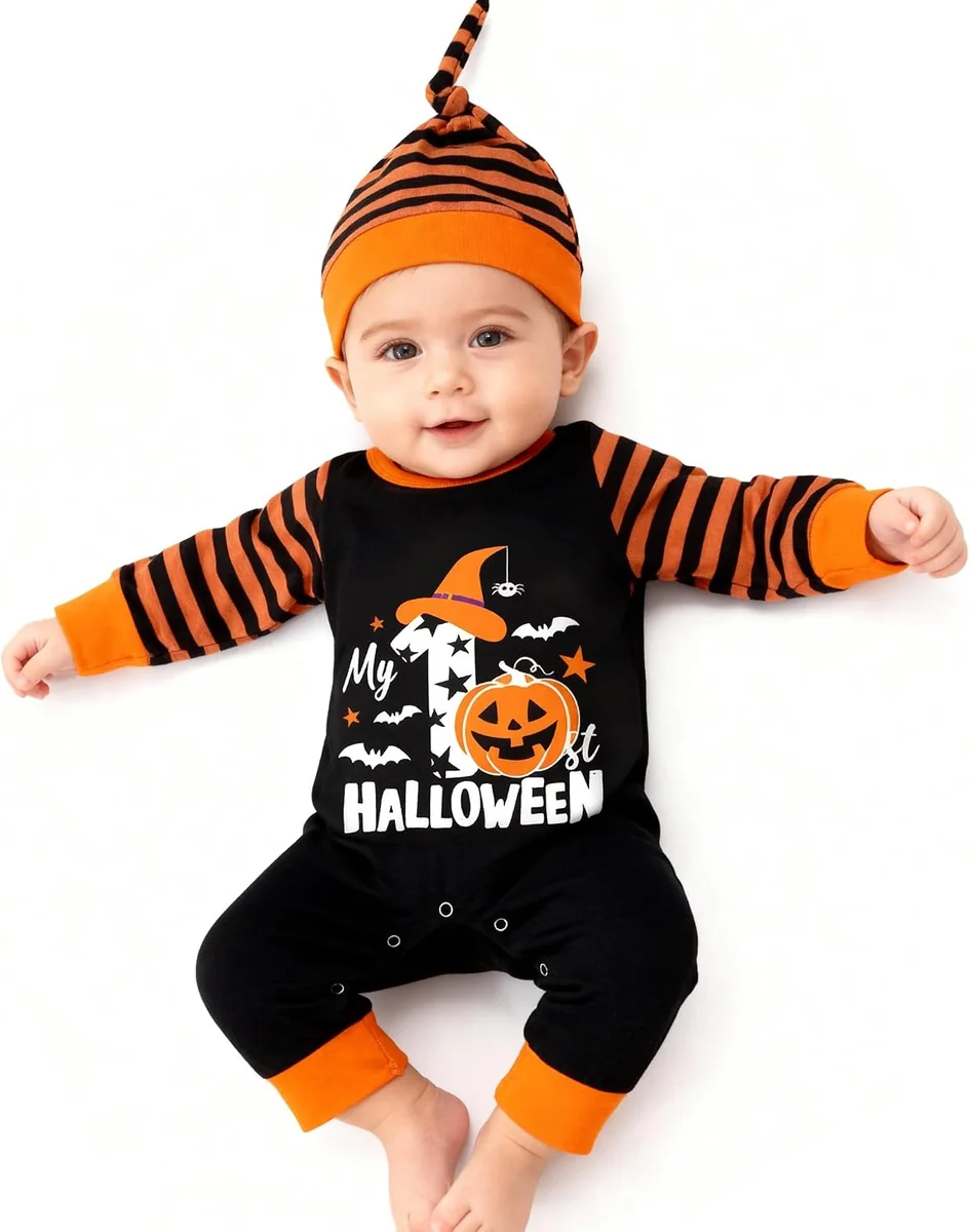DYNIOWY KOMBINEZON DLA NIEMOWLĄT NA HALLOWEEN 18-24 MIESIĄCE Z BAWEŁNY
