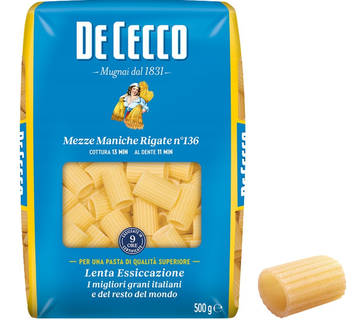 De Cecco Mezze Maniche Rigate n.136 500g włoski makaron rurki